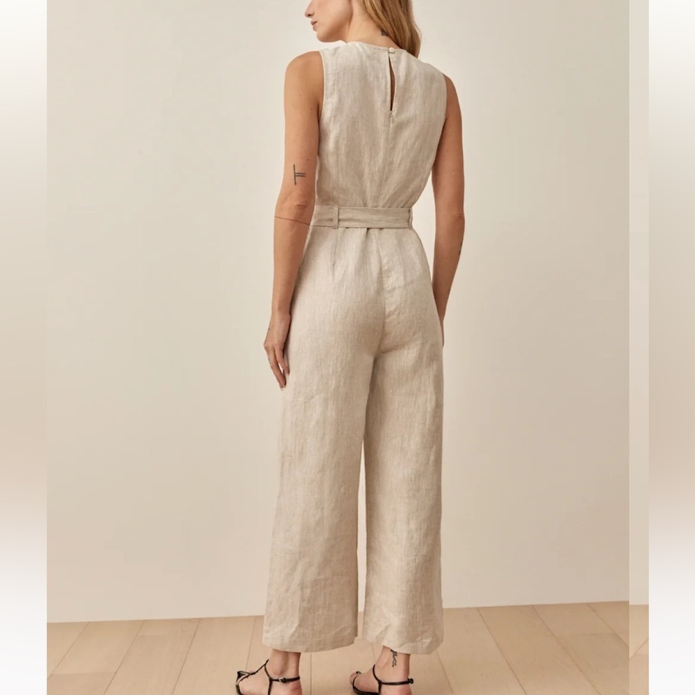 Reformation 100% linen Naomi jumpsuit in natural size 2 - Picture 6 of 10